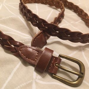 Thin Woven Brown Belt